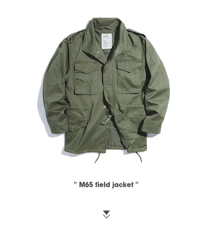 Retro M65 Jackets for Men Green Outdoor Windbreaker Vintage Casual Solid Coat Mens Clothes Multi-Pocket Jacket