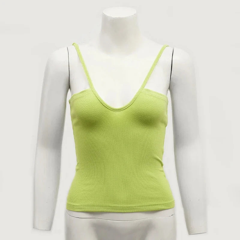 Summer Sexy Slim-Fit Women's Top New Arrival Summer Sleeveless Tank Tops Reversible V-Neck Knit Strapless Camisole Woman Clothes