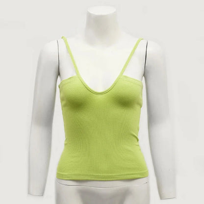 Summer Sexy Slim-Fit Women's Top New Arrival Summer Sleeveless Tank Tops Reversible V-Neck Knit Strapless Camisole Woman Clothes
