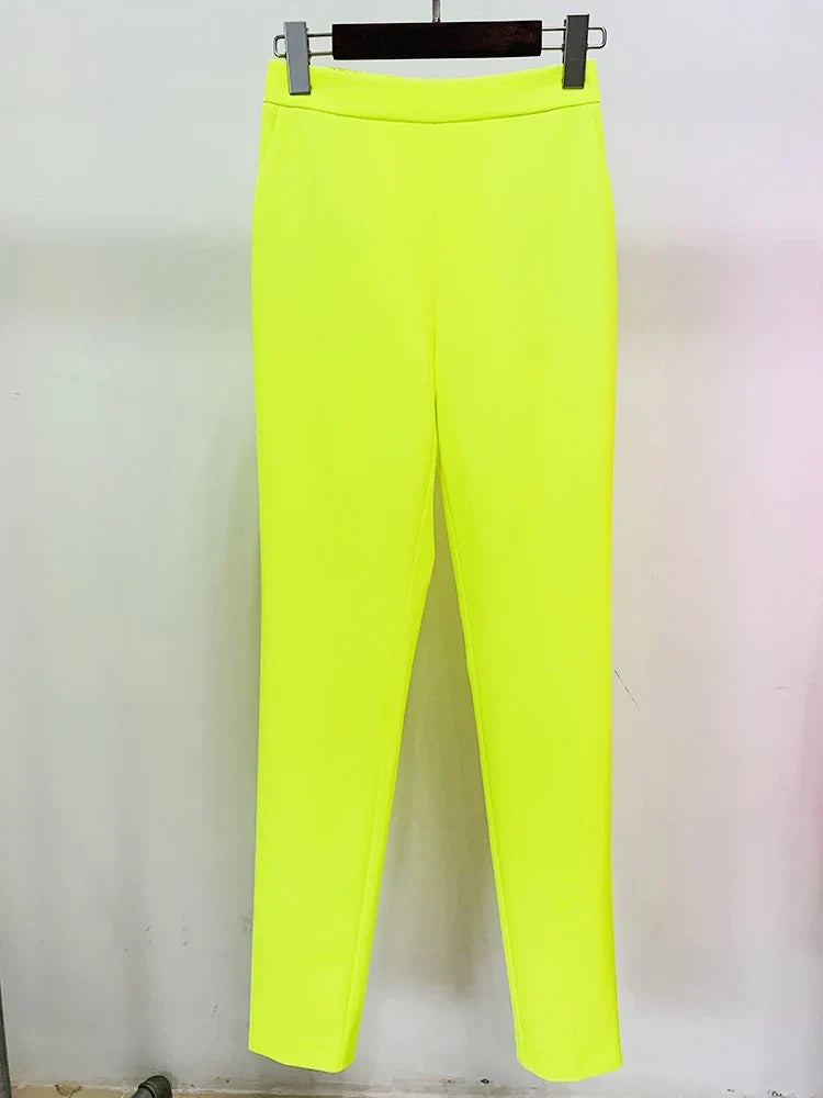 HIGH STREET Newest Fashion 2026 Designer Jacket Women Peak Strong Shoulder Double Breasted Long Blazer Fluorescein