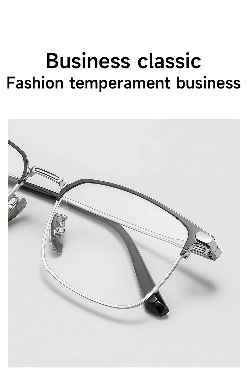 Fashion Square Pure Titanium Frame Simple Design Men's Anti-blue Light Glasses Can Be Customized Prescription 8007TS