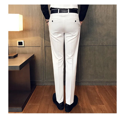 2022 Spring Summer New Men Suit Pants Solid Color Casual Business Dress Pants Slim Fit Trousers Formal Men Social Casual Pants