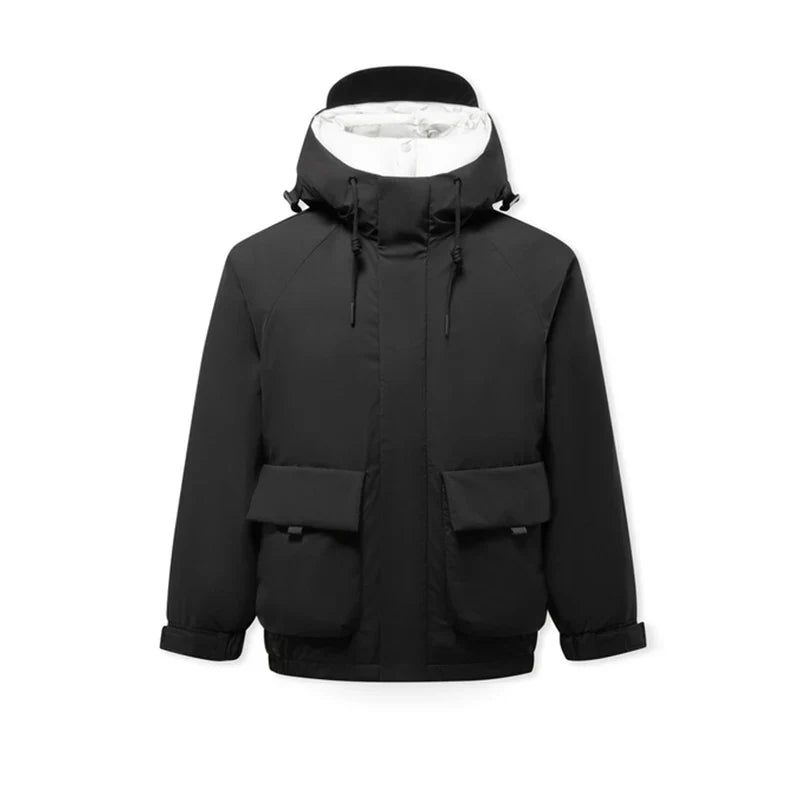Down Jacket Men 2024 Winter New Large Pocket Workwear Coat Loose Hooded Top Fashion Raglan Sleeve Down Jacket