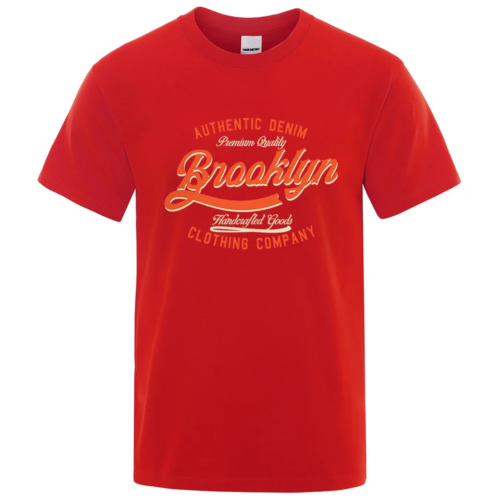 Letter, Brooklyn, New York City, Usa T Shirt Men Fashion O-Neck Tshirts Summer Cotton Tops Fashion Loose Street Hip Hop T-Shirts