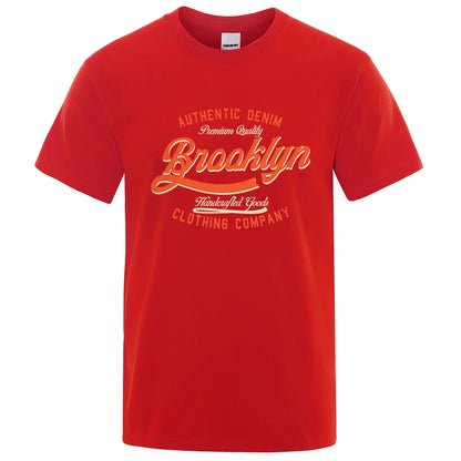 Letter, Brooklyn, New York City, Usa T Shirt Men Fashion O-Neck Tshirts Summer Cotton Tops Fashion Loose Street Hip Hop T-Shirts