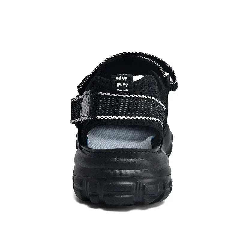 Kids Closed-Toe Sandals, Non-Slip Breathable Outdoor Sport Sandals for Boys, Adjustable Strap Hiking Beach Shoes for Summer
