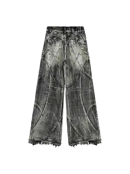 Vintage Y2k Streetwear Punk Hip Hop Jeans Women Pants Grunge Baggy Ripped Denim Trousers Gothic Distressed Wide Leg Jeans Goth