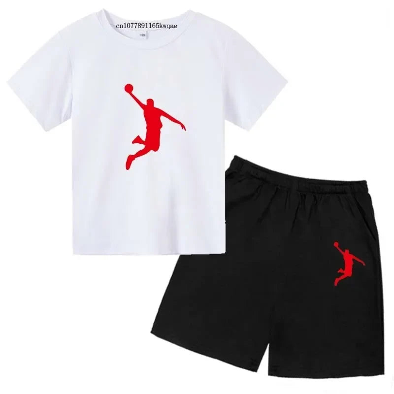 Basketball Idol Print Kids Summer Casual 2pcs T-shirts+Pants Sports Suits 3-13 Years Boys Girls Leisure Outfits Children Clothes