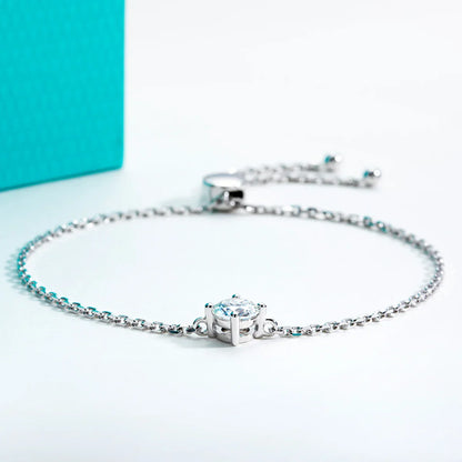 1ct Moissanite Bracelet 925 Sterling Silver Lab Created Diamond 12.5x12.5cm Adjustable Bracelets for Woman Jewelry Gift