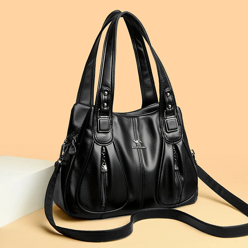 100% Genuine Leather Women Handbag Fashion Girls Top-Handle Bucket Bag Soft Cowhide Female Shoulder Bags Women Crossbody Bag Sac