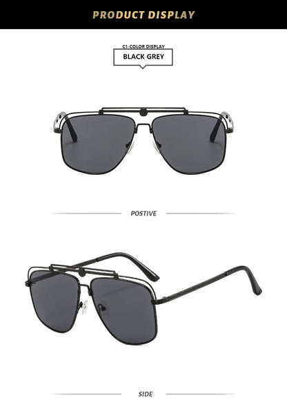 Big Metal Frame Gradient Sunglasses UV400 Protection Classic Sun Glasses Driving Oversized Square Sunglasses for Women & Men