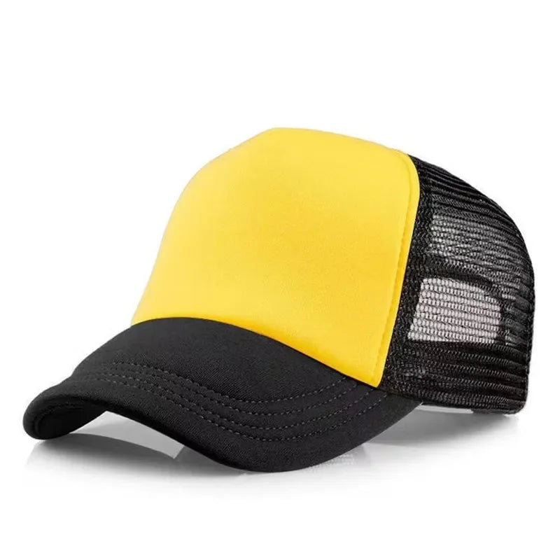 Unisex Cheaper 5 Panel Trucker Hat For Adult Summer Net Baseball Cap Men Women Sponge Mesh Adjustable Sun Hat Visor