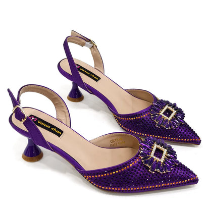 African Style Women's Shoes Mixed With BlackGold High Heels Pointed At The Dinner Party Nigerian Women's Shoes