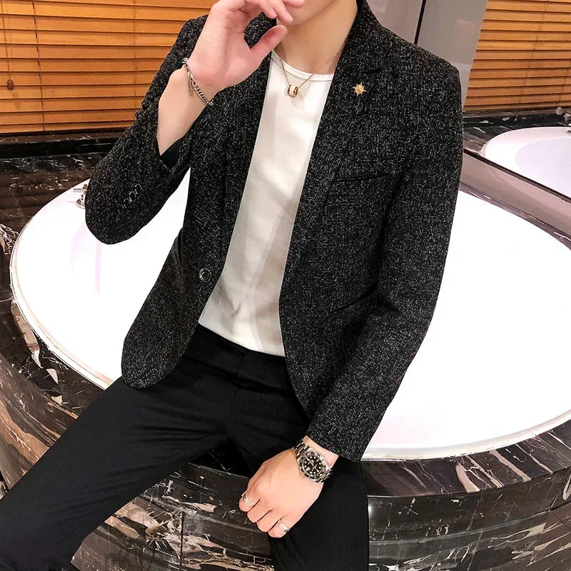 New Boutique Men's Solid Color British Style Fashion Casual Business Job Interview Gentleman Party Best Man Dress Suit