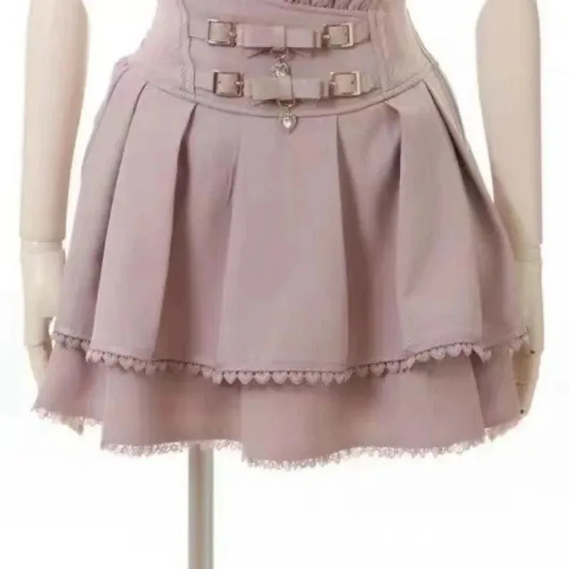 Japanese Harajuku Mini Skirt Punk College Style Plaid Cake Subculture Y2k Skirt Girl Summer High Waist Sweet Mini Skirt