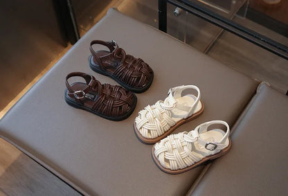 New Sandals Summer Children's Woven Casual Baby Shoes Girls Beach Shoes Slipper Size 22-31