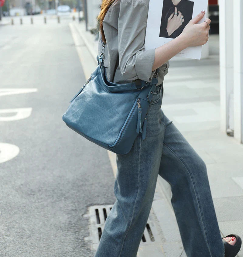 High Quality Women's Real Cow Leather Luxury Handbag, Versatile Ladies' Large Capacity Shoulder Crossbody High-end Commuting Bag