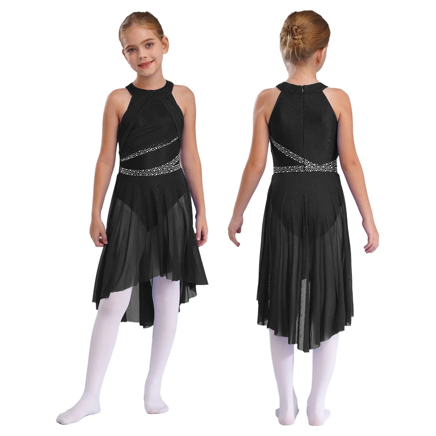 Toddler Girls Rhythmic Gymnastics Ballet Lyrical Contemporary Dance Costume Rhinestone Leotard Skating Jersey Tango Dresses