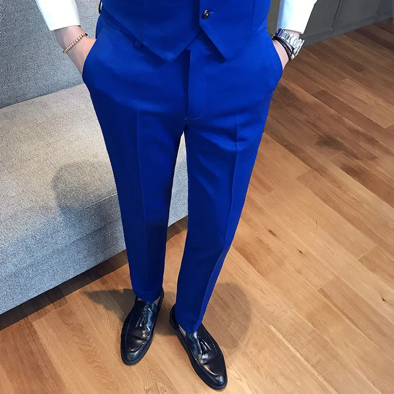 2022 Spring Summer New Men Suit Pants Solid Color Casual Business Dress Pants Slim Fit Trousers Formal Men Social Casual Pants