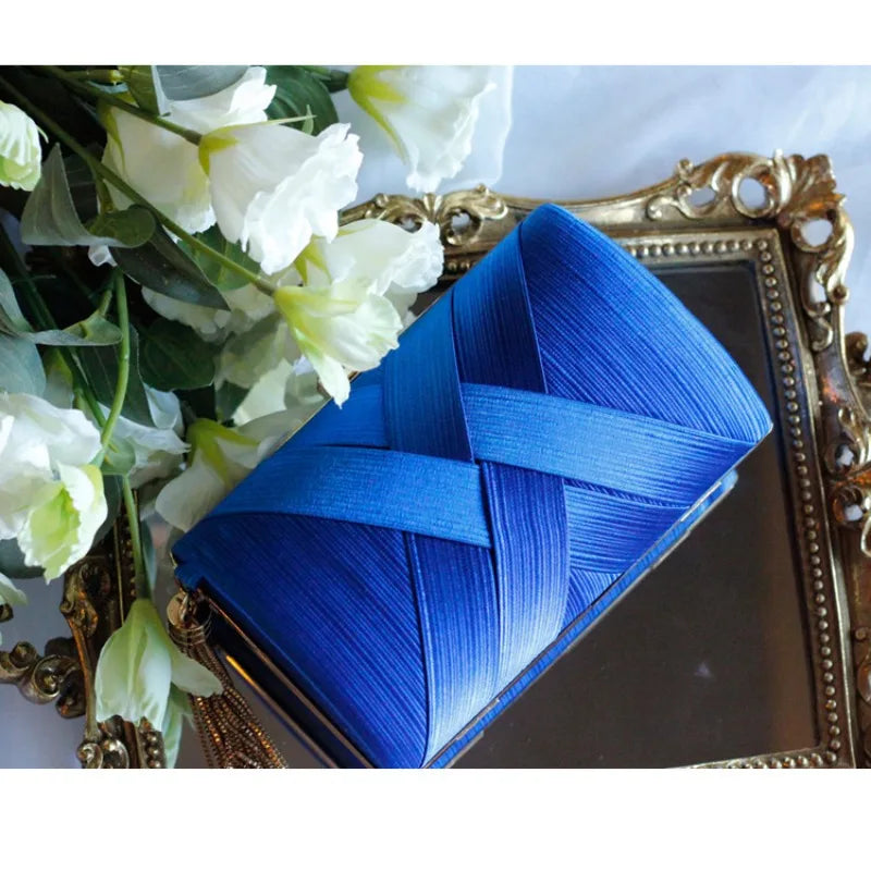 Silky Satin Tassel Banquet Bag, Women Elegant Chain Evening Clutch, Cheongsam Fashion Handbag