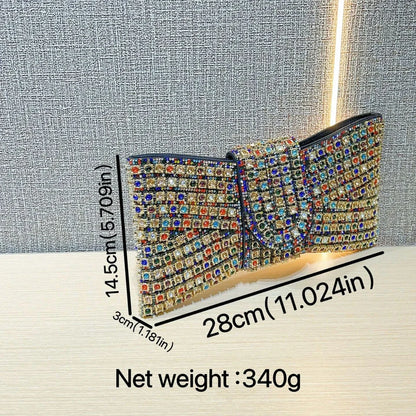 2025 Luxury Bow Design Sequin Dinner Clutches Metal Chain Shoulder Bag Wedding Reception Storage Bag Haute Banquets Evening Bags