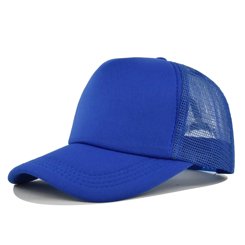 Fashion Unisex Plain Baseball Cap Adjustable Trucker Flat Visor Cap Snapback Mesh Curved Men Women Casual Sun Summer Hat
