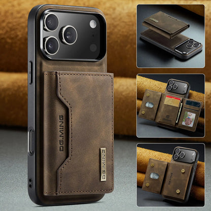 Luxury Leather Phone Case for IPhone 17 Pro Max Air16E 16 14 15 Plus 13 12 11 Pro Max Magnetic Detachable Card Stand Wallet