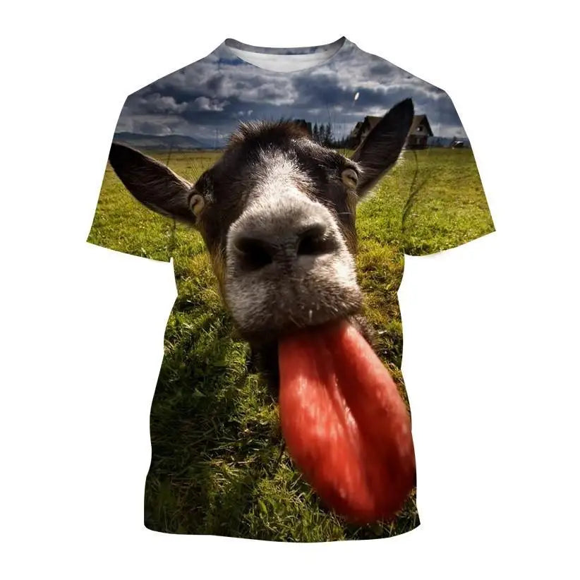 Funny Animal Goat 3D Print Men's T-Shirts Streetwear Men Fashion Harajuku Casual Oversized O-Neck Unisex Clothes Tees Tops