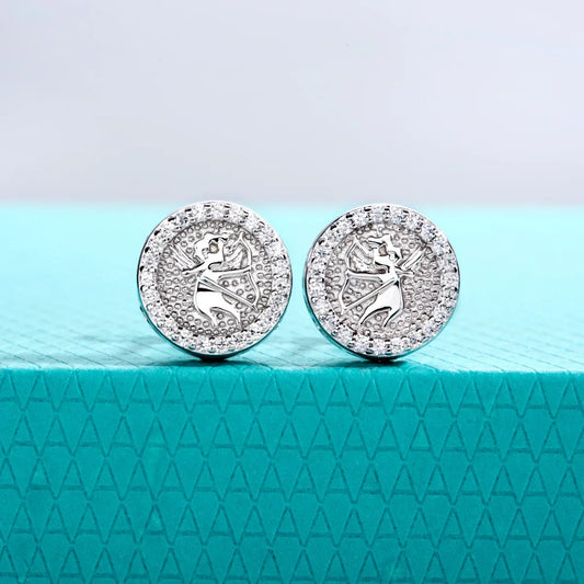 0.29cttw Iced Out Moissanite Stud Earrings 925 Sterling Silver Angel Earring New Age Hip Hop Jewelry for Men And Women