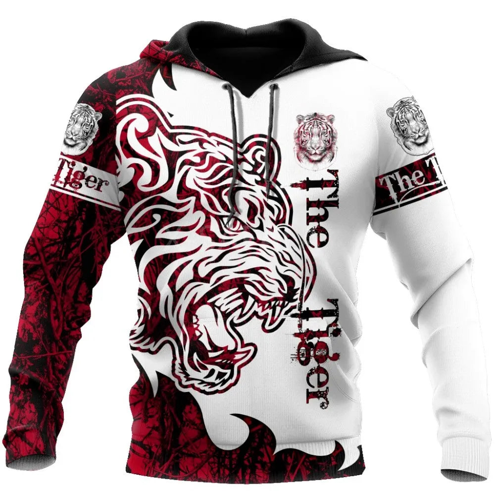 Spring and Autumn Tiger Lion Tattoo 3D Printed Men's Hoodie Unisex Harajuku Fun Hip Hop Sweatshirt Street Essential Oversized