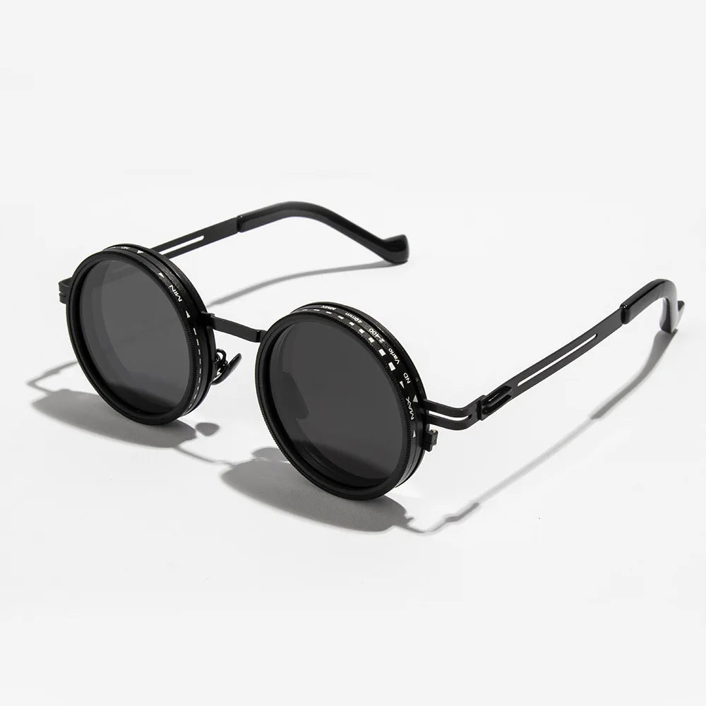 Cycling Polarized ND9 Adjustable Dimming Sun Glasses Men Women Round Sunglasses Retro Punk Men's Fishing Eyeglasses Shades UV400