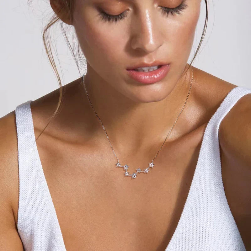 D Color VVS1 Certified Moissanite Big Dipper Pendant Necklaces S925 Sterling Silver Women's Jewelry Chains for Wedding