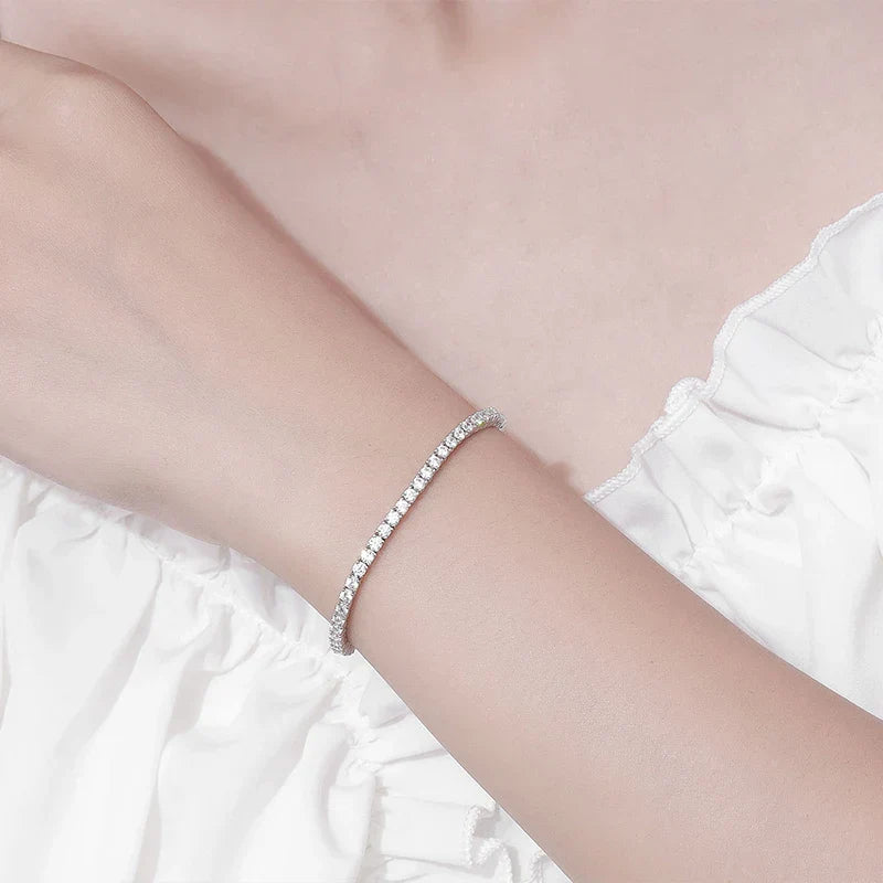 2mm Moissanite Tennis Bracelet 925 Sterling Silver Plated White Gold Bracelet for Women Man Sparkling Party Jewelry
