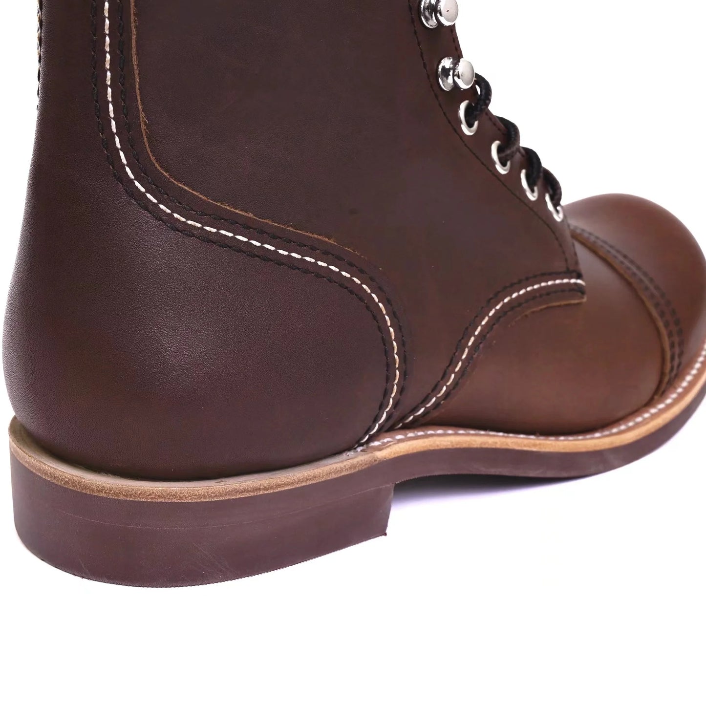 Durable Goodyear-Welted Motorcycle Rugged Heritage Boots Vintage Oil Genuine Leather 8111 Red Punk For Men Cowhide Mid-Cut Shoes
