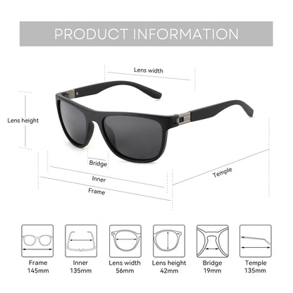 (L Size)Sport Square TR90 Polarized Sunglasses Prescription For Men UV400 Protection Myopia Optical Sun Glasses