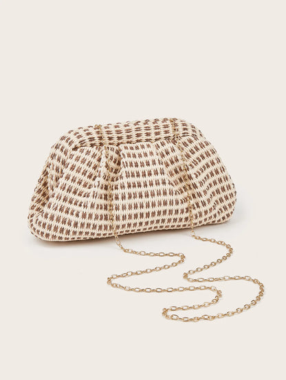 2026 Spring and Summer New Fashion Woven Handbag French Lazy Cloud Flower Bag Women's Commuter and Vacation Dual-purpose Bag