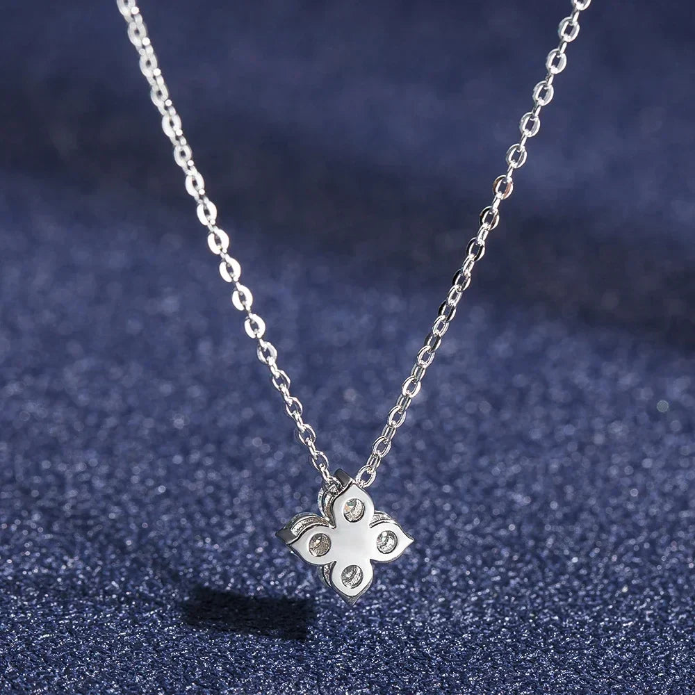Lucky clove Moissanite Pendant Earrings S925 Sterling Silver Plated 18K Gold 0.4Cttw 4-Stone Diamond Necklace For Women Jewelry