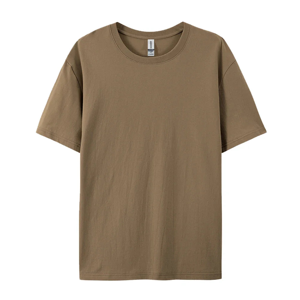 100% Cotton Solid Tshirts Men Woman Short Sleeve Fashion Brand Trend Casual Soft Clothing Tees Customized Products Summer Tops