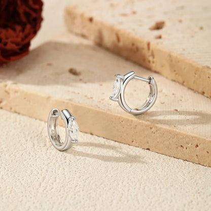 Marquise Cut VVS1 Ear Buckle Moissanite 925 Sterling Sliver Simple Neutral Hoop Earrings For Women Fine Jewelry
