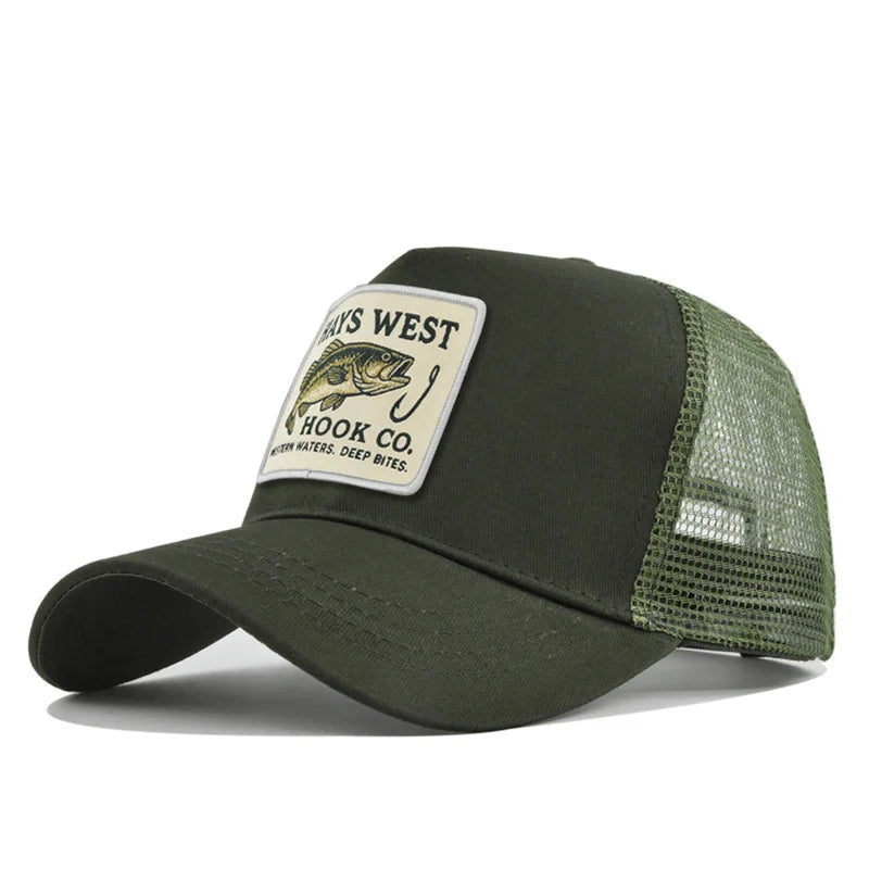 High Quality Fishing Embroidery Baseball Cap for Men Women Outdoor Fishing Snapback Mesh Hat Breathable Sunshade Dad Trucker Hat