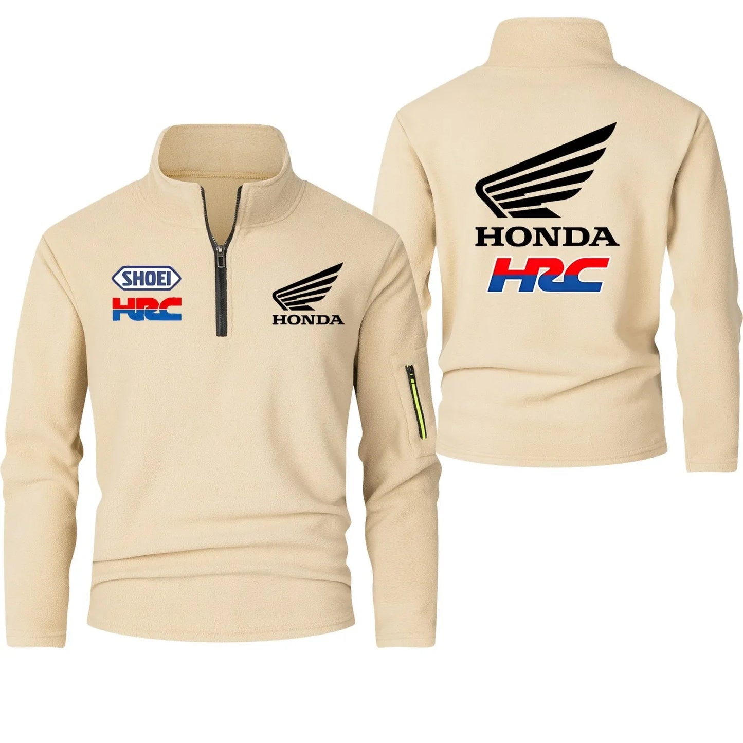 2025 Honda HRC Logo Autumn and Winter Fashion Stand-up Collar Half-zip Long-sleeved Sports Shirt Thickened Men's Casual Tops