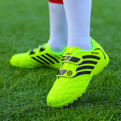 Green Children Turf Soccer Shoes Cheap Football Cleats Training Football Boots Kids Futsal Shoes Sneaker for Boy botas de fútbol