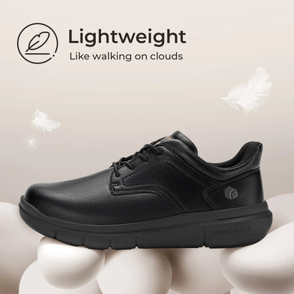 Men'S Shoes Wide Width Leather Slip-On Casual Shoes Lightweight For Swollen Feet With Arch Support Pain Relief