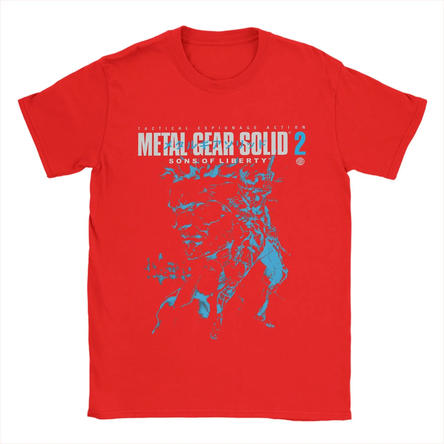 Men T-Shirts Metal Gear Solid 2 Vintage Pure Cotton Tee Shirt Short Sleeve Snake and Raiden Cover T Shirts  Collar Tops Unique