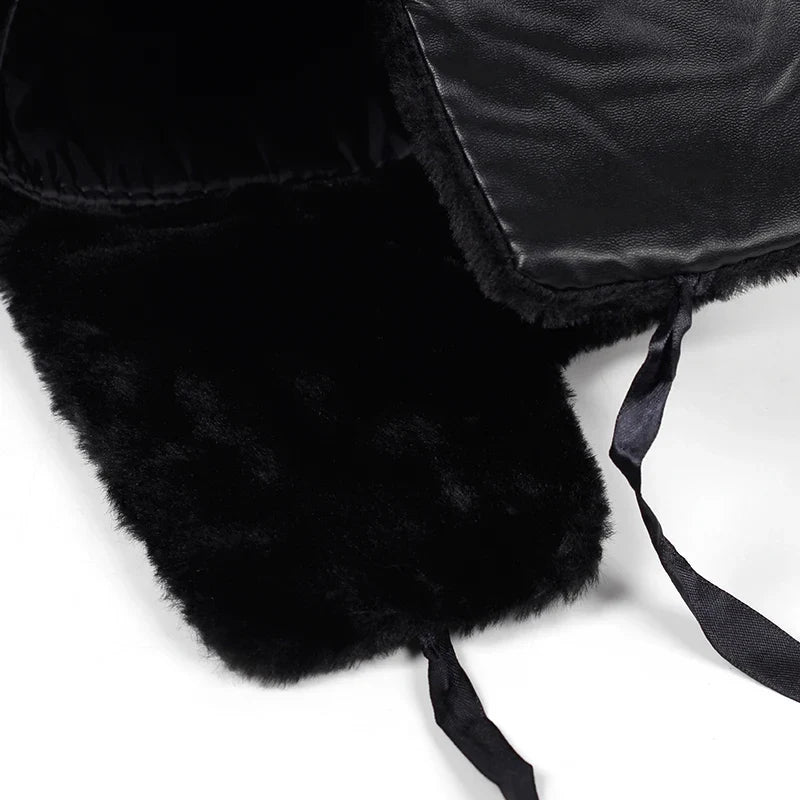 Soviet Army Military Badge Russia Ushanka Bomber Hats Pilot Trapper Trooper Hat Winter Faux Rabbit Fur Earflap Men Snow Caps