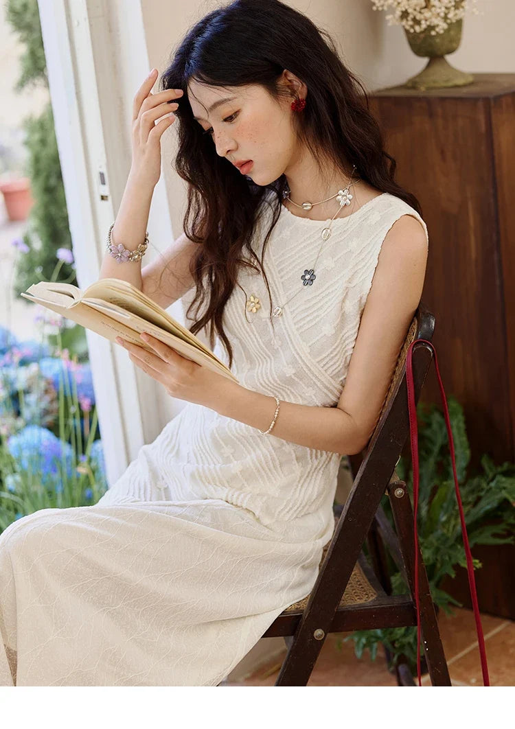 Asymmetric Lace Fishtail Dress 2026 Summer Flower Embroidery Sleeveless Elegant Dress Round Neck Long Dresses MXE35L2301