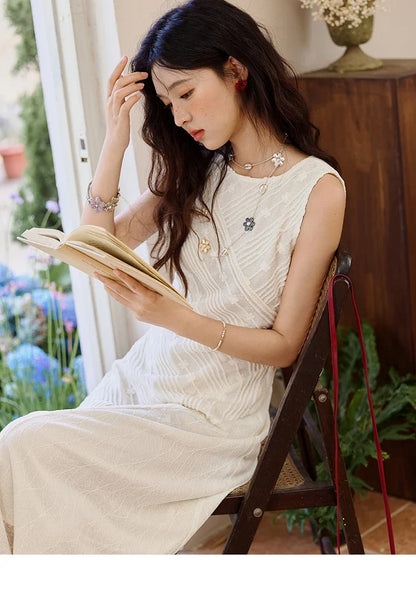 Asymmetric Lace Fishtail Dress 2026 Summer Flower Embroidery Sleeveless Elegant Dress Round Neck Long Dresses MXE35L2301