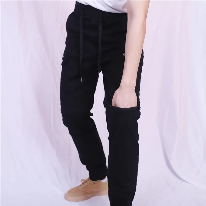 Motorcycle Riding Jeans Pants Elastic waist and ankle tied casual pants Soft And Casual Inset Gear Layer On Hips And Knees