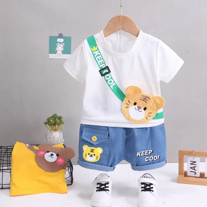 0-5Years New Baby Boys Girls Summer Clothes Sets Kids Cartoon Cotton T Shirt Shorts 2pcs/sets Children Clothing Tracksuits Set