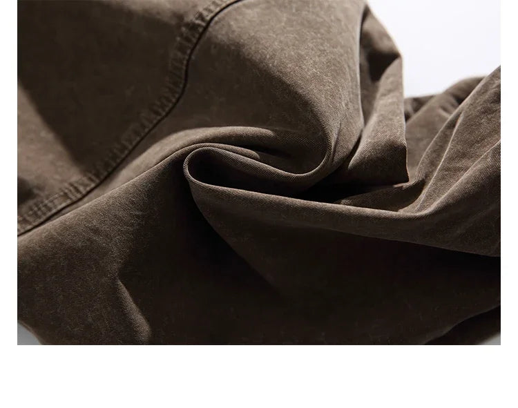 Oversized Baggy Vintage Washed Cargo Pants Men Loose Fit Drawstring Cuffed Retro American Style Streetwear Hip Hop Utility Pants